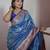 Blue banarasi silk blend saree with paithani rich weaved pallu and blouse