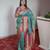 Sea green banarasi blend silk saree with paithani rich weaved pallu and blouse