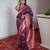 Wine banarasi silk blend saree with paithani rich weaved pallu and blouse