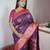 Wine banarasi silk blend saree with paithani rich weaved pallu and blouse