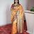 Yellow  banarasi silk blend saree with paithani rich weaved pallu and blouse