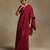 Crimson red hand embroidered chanderi saree set