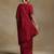 Crimson red hand embroidered chanderi saree set