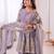 Women's Gorgeous Embroidery Fendy Silk Fabric Flared Kurta Palazzo and Dupatta Set