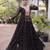 Black faux georgette leheriya print with kutchi patch work navratri gown