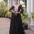 Black faux georgette leheriya print with kutchi patch work navratri gown