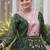 Green faux georgette leheriya print with kutchi patch work navratri gown