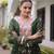 Green faux georgette leheriya print with kutchi patch work navratri gown