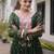 Green faux georgette leheriya print with kutchi patch work navratri gown