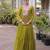 Parrot faux georgette leheriya print with kutchi patch work navratri gown