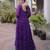 Purple faux georgette leheriya print with kutchi patch work navratri gown