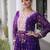 Purple faux georgette leheriya print with kutchi patch work navratri gown
