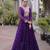 Purple faux georgette leheriya print with kutchi patch work navratri gown