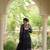 Black faux georgette bandhni print with kutchi patch work navratri gown