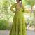 Parrot faux georgette bandhni print with kutchi patch work navratri gown