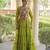 Parrot faux georgette bandhni print with kutchi patch work navratri gown