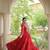 Red faux georgette bandhni print with kutchi patch work navratri gown