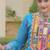 Sky faux georgette bandhni print with kutchi patch work navratri gown