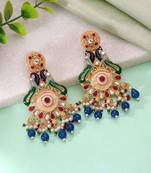Multi color matte gold earrings traditional designer style