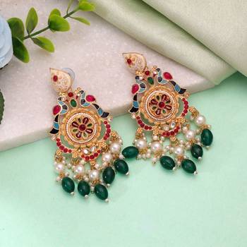 Multi color matte gold earrings handmade festive design 1
