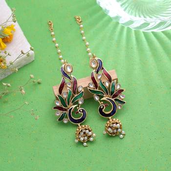 Multi color matte gold earrings artistic ethnic design 1