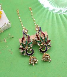 Multi color matte gold earrings artistic ethnic design