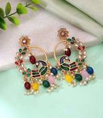 Multi color matte gold earrings party wear style