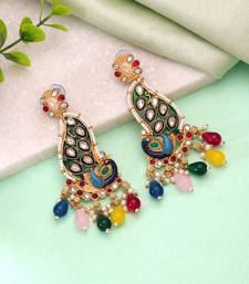 Multi color matte gold earrings ethnic jewelry design