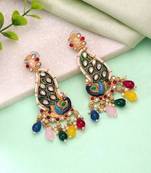 Multi color matte gold earrings ethnic jewelry design