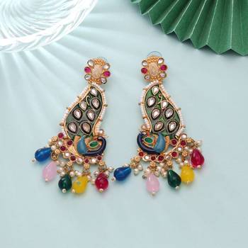 Multi color matte gold earrings ethnic jewelry design 2