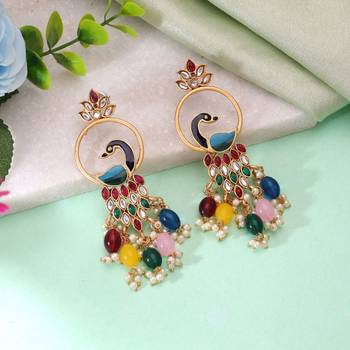 Multi color matte gold earrings royal handmade style 1
