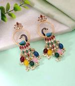Multi color matte gold earrings royal handmade style