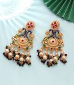 Multi color matte gold earrings festive traditional design