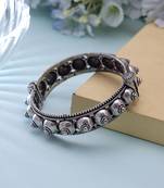 Silver color oxidised openable kada bangle ethnic fashion style