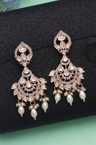White color polki kundan earrings bridal jewelry design