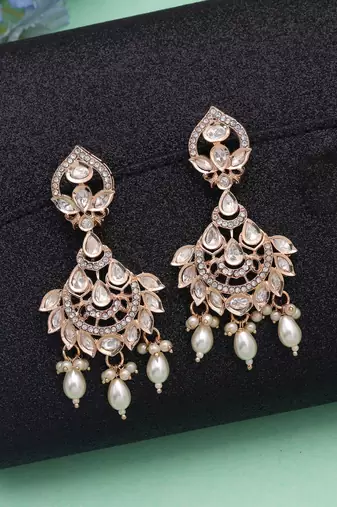 White color polki kundan earrings bridal jewelry design