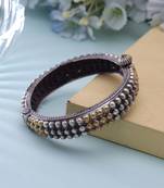 Silver color oxidised openable kada bangle traditional designer style
