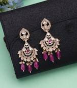 Pink color polki kundan earrings traditional designer style