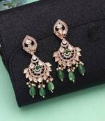 Green color polki kundan earrings festive ethnic style