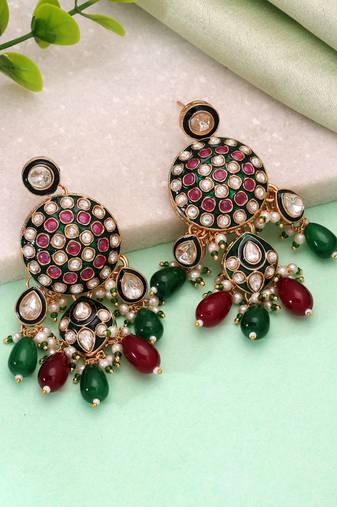 Multi color meenakari kundan earrings artistic festive style