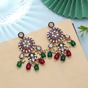 Multi color meenakari kundan earrings artistic festive style 2