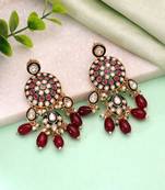 Maroon color meenakari kundan earrings designer ethnic style