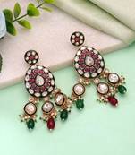 Multi color meenakari kundan earrings festive ethnic style