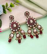 Maroon color meenakari kundan earrings artistic designer style
