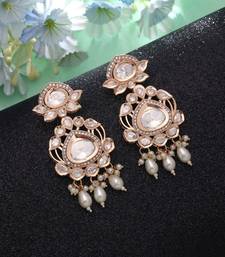 White color american diamond earrings party wear design