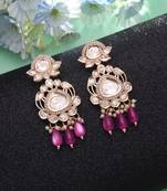 Pink color american diamond earrings crystal fashion style