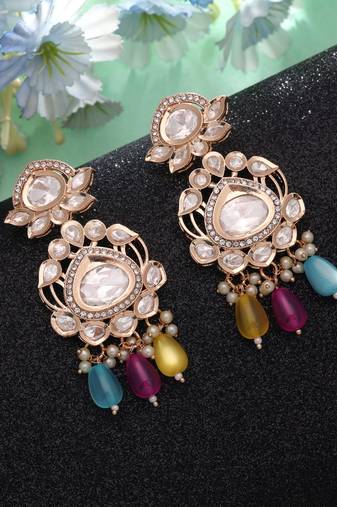 Multi color american diamond earrings designer jewelry style