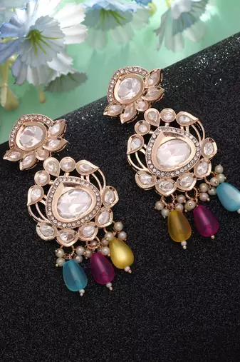 Multi color american diamond earrings designer jewelry style