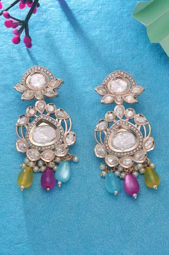 Multi color american diamond earrings designer jewelry style