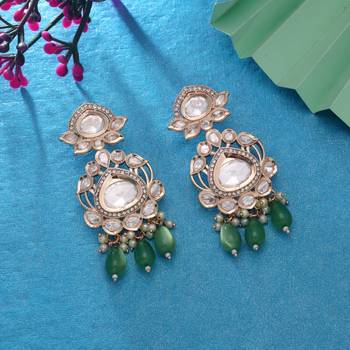Green color american diamond earrings everyday fashion style 2